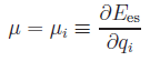 \mu=\mu_{i}\equiv\frac{\partial
  E_{\text{es}}}{\partial q_{i}}